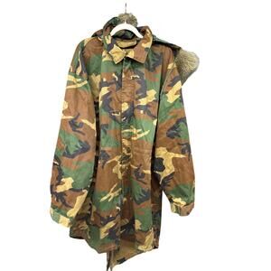 Oversized Outer Layer Military Camo Faux Fur Coat XL Glam Gorpcore Streetwear